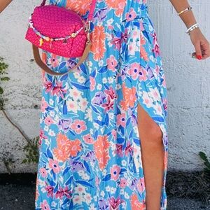 Floral Blue Wrap Skirt